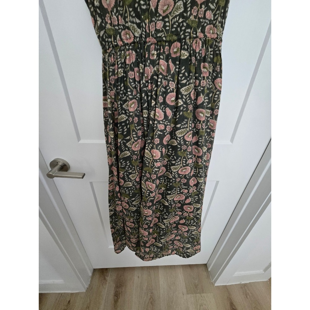 Natural Life Floral Cotton Midi Dress Sleeveless Button Front Green Pink Small - Picture 10 of 11